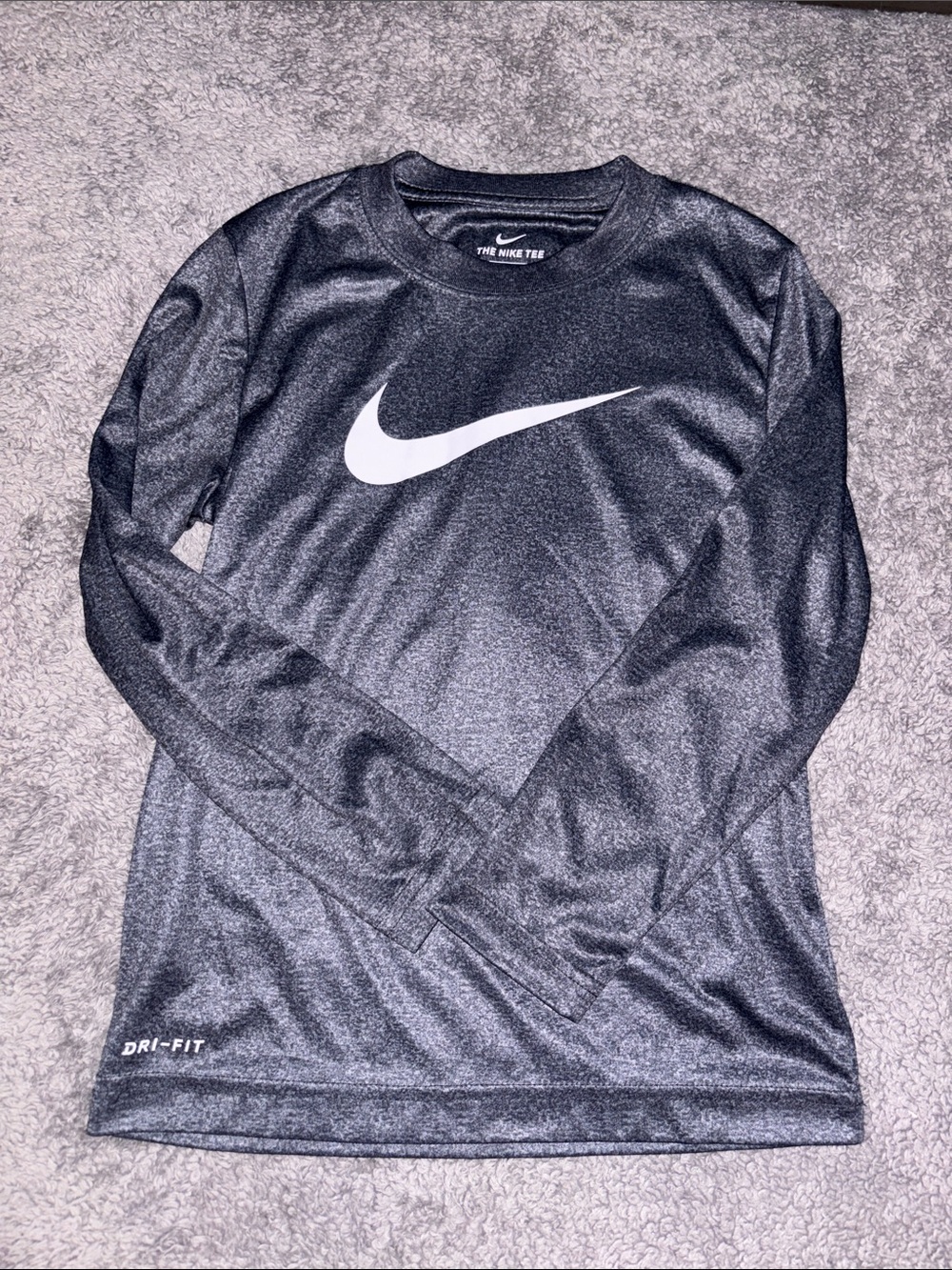 Boys Nike Grey Long Sleeve Dri-Fit